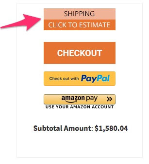 Screenshot of "Click to Estimate" Shipping - to estimate the cost of shipping of Cork Flooring to your home.